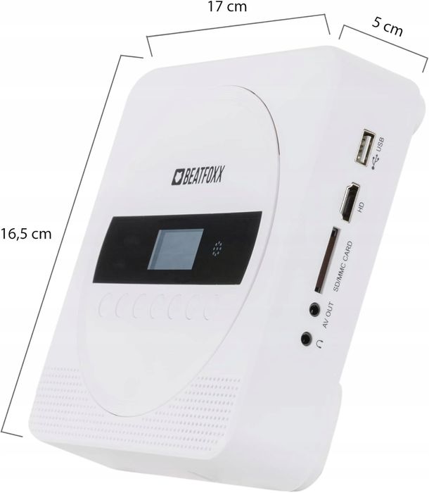 Odtwarzacz Beatfoxx Mdvd-1606 odtwarzaczem Dvd, Bluetooth i baterią, b