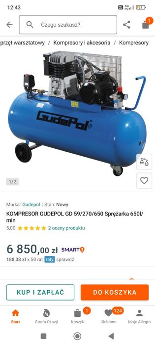 Kompresor gudepol gd 59/ 270/ 650 sprężarka 650 l min