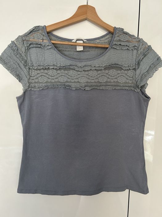 T-Shirt z koronką H&M Rozmiar L