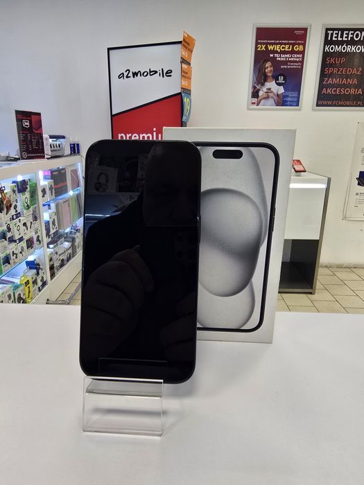 iPhone 15 128GB - Gwarancja - Sklep - Czarny