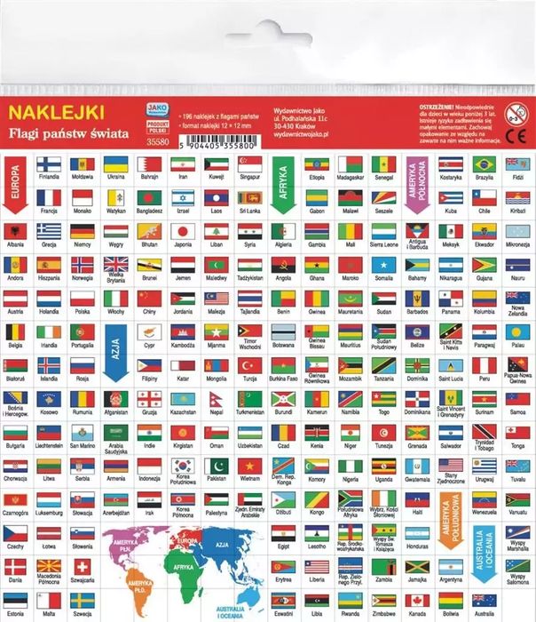 Naklejki. Flagi państw świata. Jako