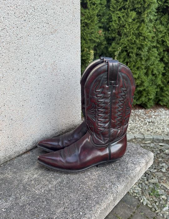 Kowbojki Primeboots prawdziwa skora bordowe