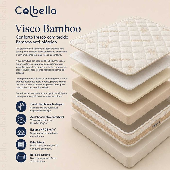 Colchão Visco Bamboo | Fabrico Próprio | Colbella