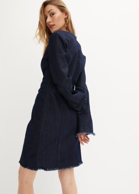 B.P.C jeansowa sukienka prosta postrzępiona ciemna r.40
