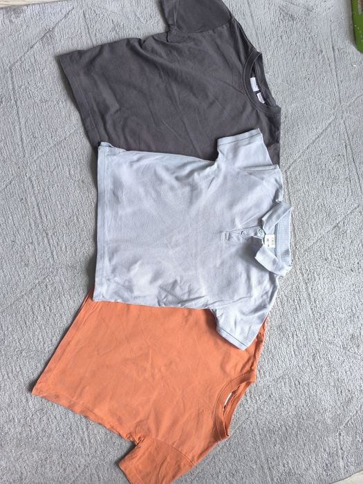 Trzy koszulki Zara chłopięce 110 błękitna polówka polo