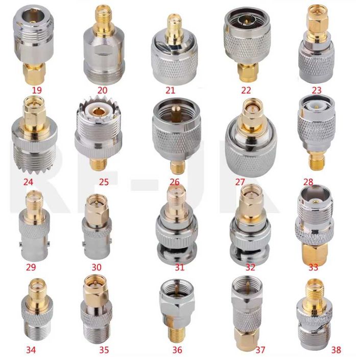 Різіні набори перехідників з SMA на RP-SMA, N, F, TNC, BNC, UHF