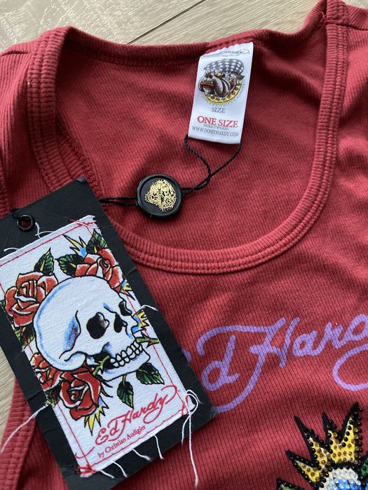 Ed hardy love kills slowly rhinestone tank top