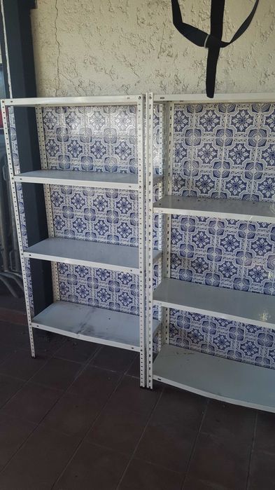 Estante Metálica 4 Prateleiras - Movel Madeira - Armário Escritório Metal 4 Prateleiras - Barreiras de Segurança
