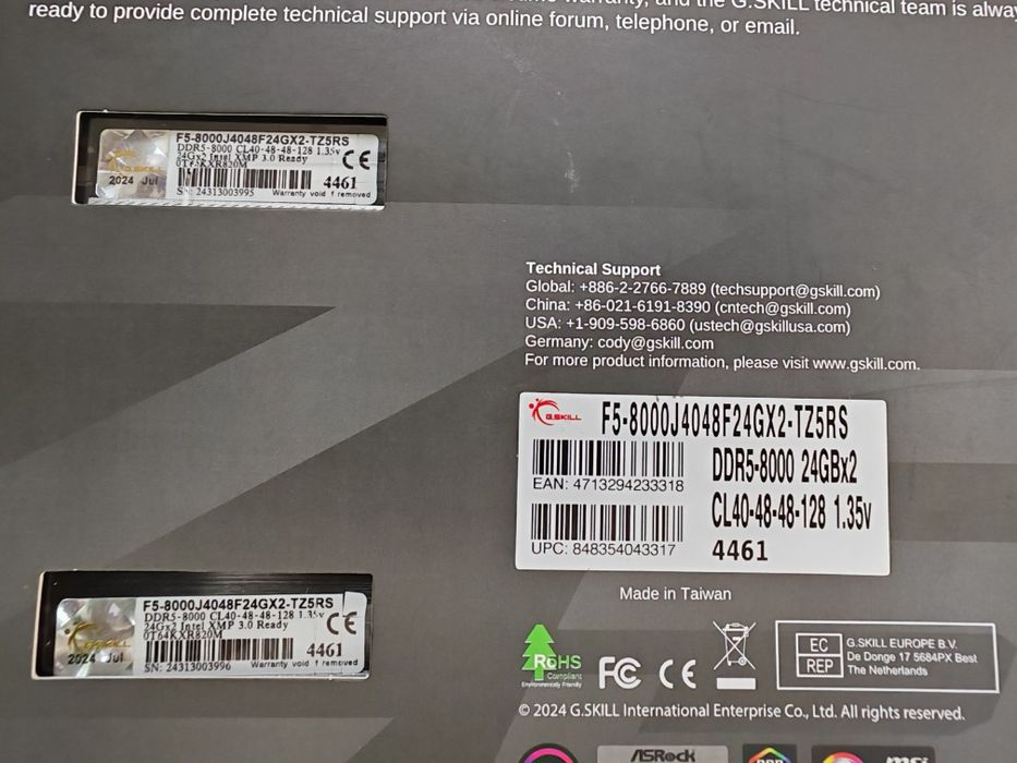 DDR5 48GB 2x 24Гб DIMM 8000MHz G.SKILL Trident Z5 RGB оперативна пам'ять для ПК KIT