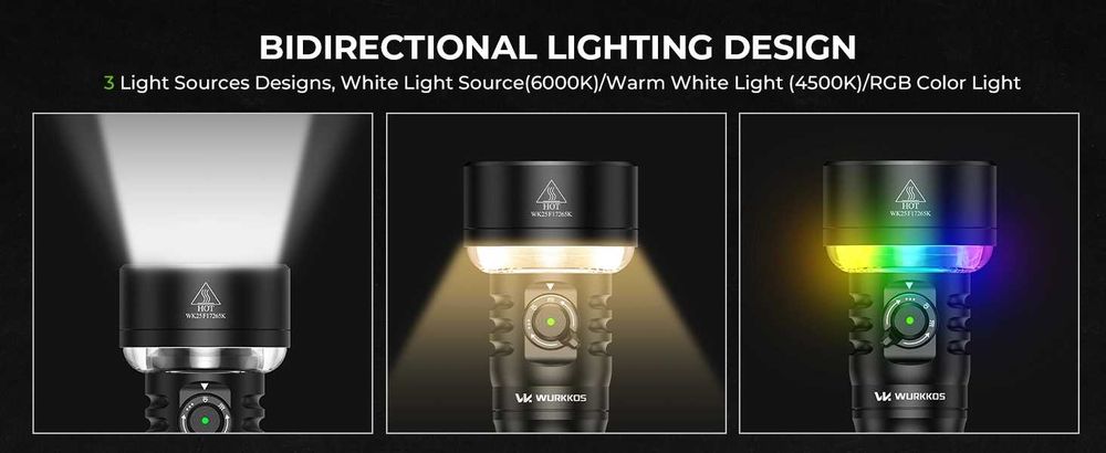 Latarka wielofunkcyjna Wurkkos TS27 3200lm akumulator 15000mA powerban