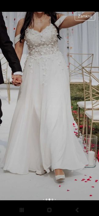 Suknia ślubna, rozmiar M/L, gorsetowa, muślinowa