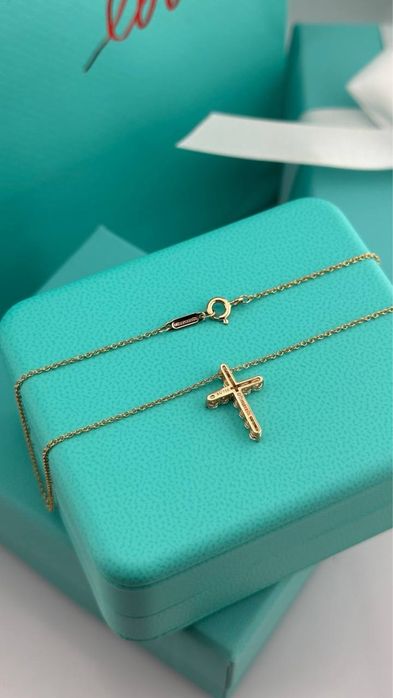 Колье крест Tiffany Оригинал золото 750