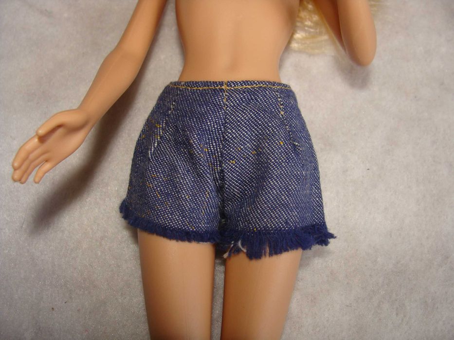 Calções de Ganga Azul e Ganga Branca para Boneca