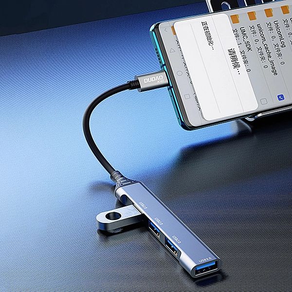 Dudao HUB 4w1 USB-C - 4x USB-A (3 x USB2.0 / USB3.0) 6,3cm czarny (A16