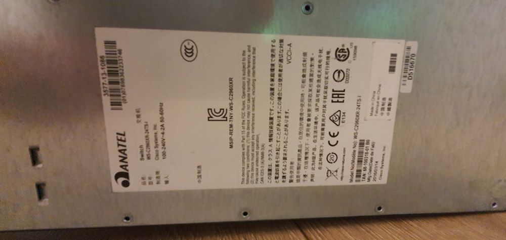 Switch WS-C2960XR-24TS-I