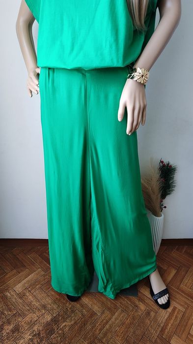 Zielone spodnie palazzo page one XL 100% wiskoza szerokie eleganckie oversize