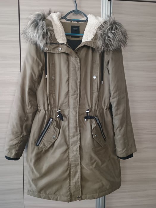 Długa parka płaszcz khaki