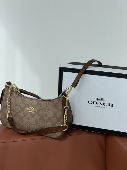 Сумка Coach Teri  коуч коач популярна модель всі  лого чорна, бежева