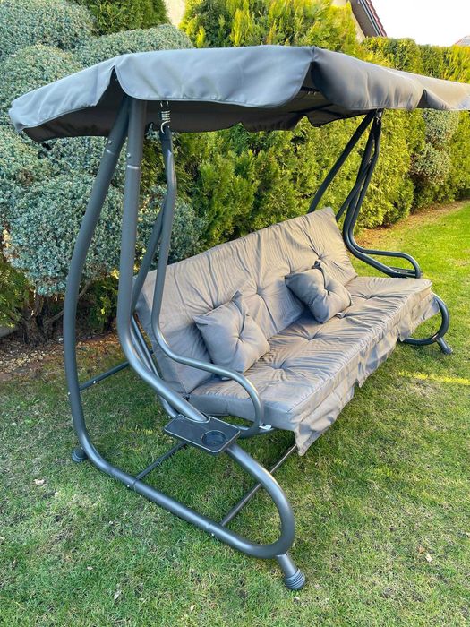 NOWA Huśtawka ogrodowa Daszek Regulowana do 300kg leżak 2w1 dla 4 osób