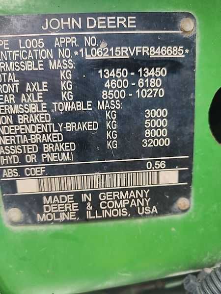 John Deere 6215 R , 2016 rok , 6200 h  , 215 KM