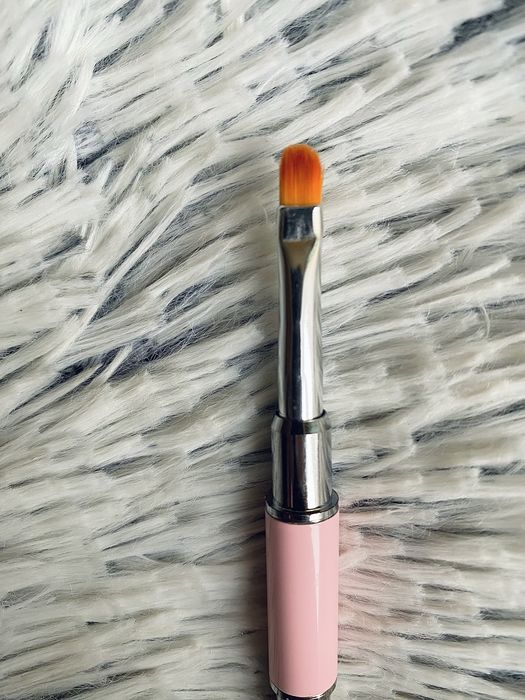 Pędzelek ze Szpatułką Dwustronny do Żelu Akrylożelu 2w1, Pink/Różowy