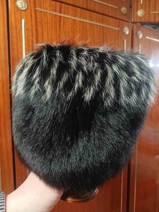 Вязаная женская меховая шапка