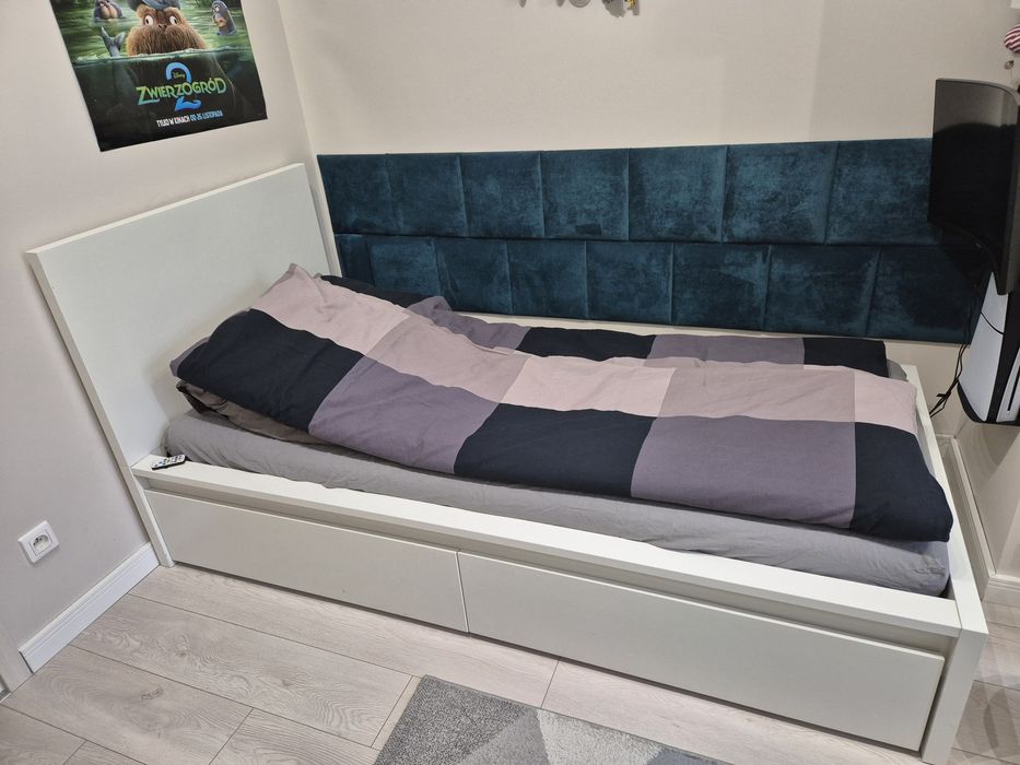 Łóżko IKEA MALM 90×200 z szufladami i materacem + led