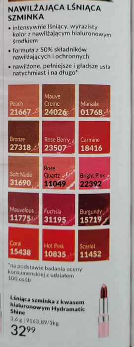 Lśniąca szminka Hydramatic Shine Scarlet Avon