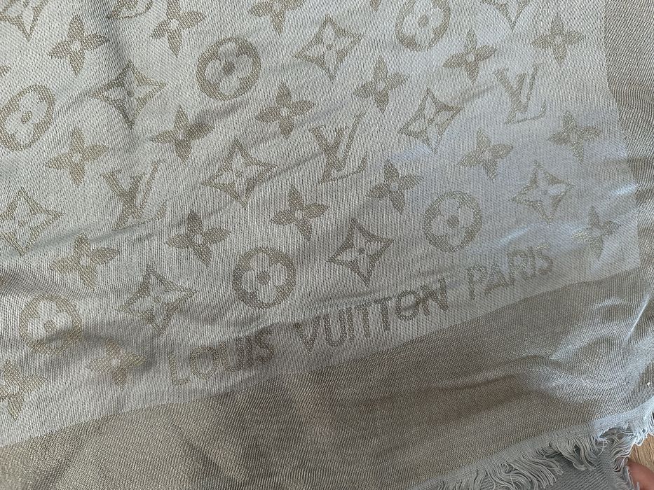Chusta szal louis vuitton szaro zlota lv