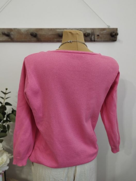 RÓŻOWY sweter Maggie bawełna rękaw 3/4 WIOSNA DAMSKI r.40