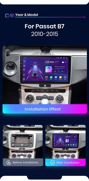 Rádio 10" android Volkswagen Passat B6 B7 CC CARPLAY WIFI GPS Novo