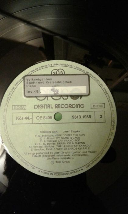 Винил пластинка Jozef ZSAPKA Golden Era Czechoslovakia Opus 1988г