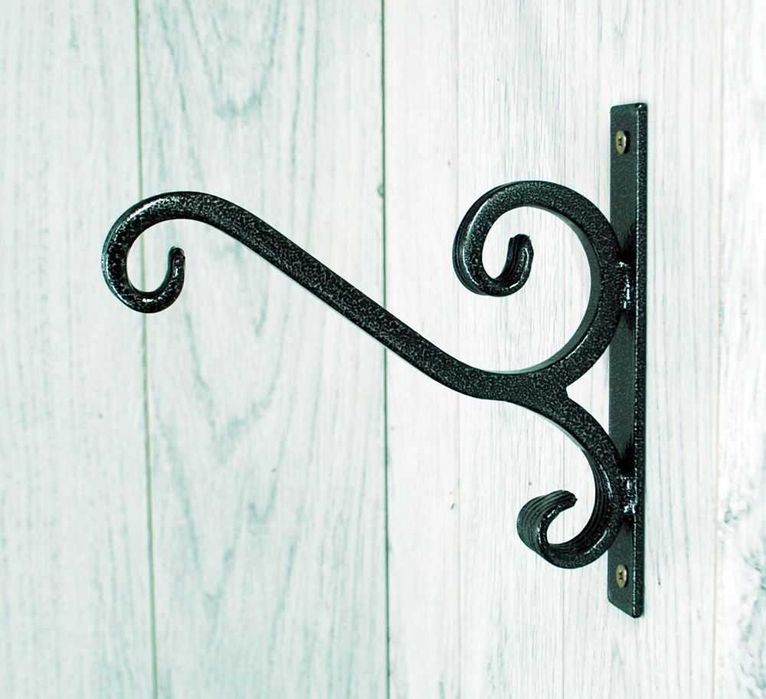 Wieszak Hak Uchwyt metalowy kuty na doniczkę - Srebrny Antyczny (W40)