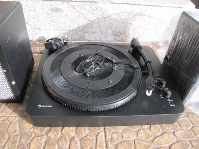 Gramofon retro Auna TT-Play SE czarny dwa głośniki Bluetooth osłona