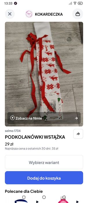 Sprzedam nowe podkolanówki damskie kolor czerwony