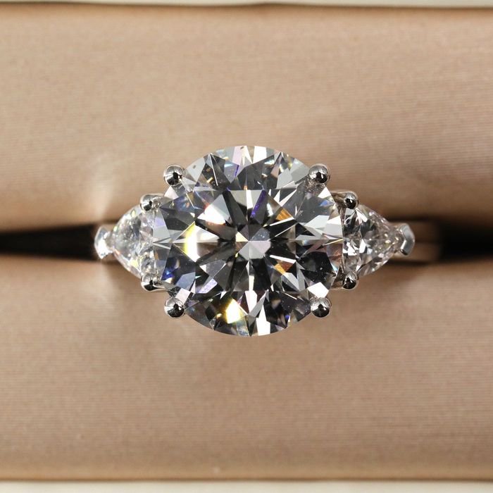 Pierścionek PT950 z diamentem 5.03ct Lab Grown | VS1 F | Serce | Nowy
