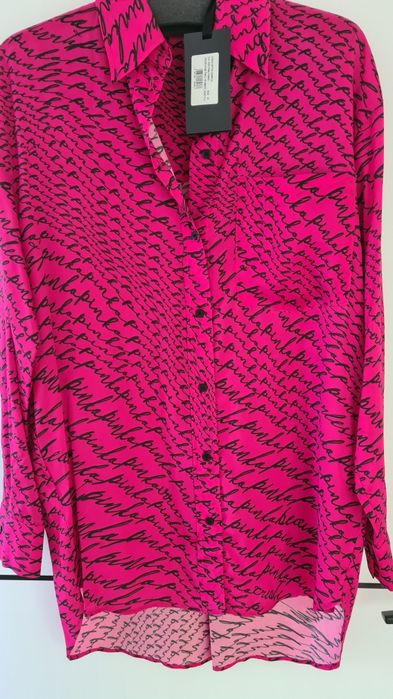 Długa koszula Pinko monogram ŕóżowa wiskoza M