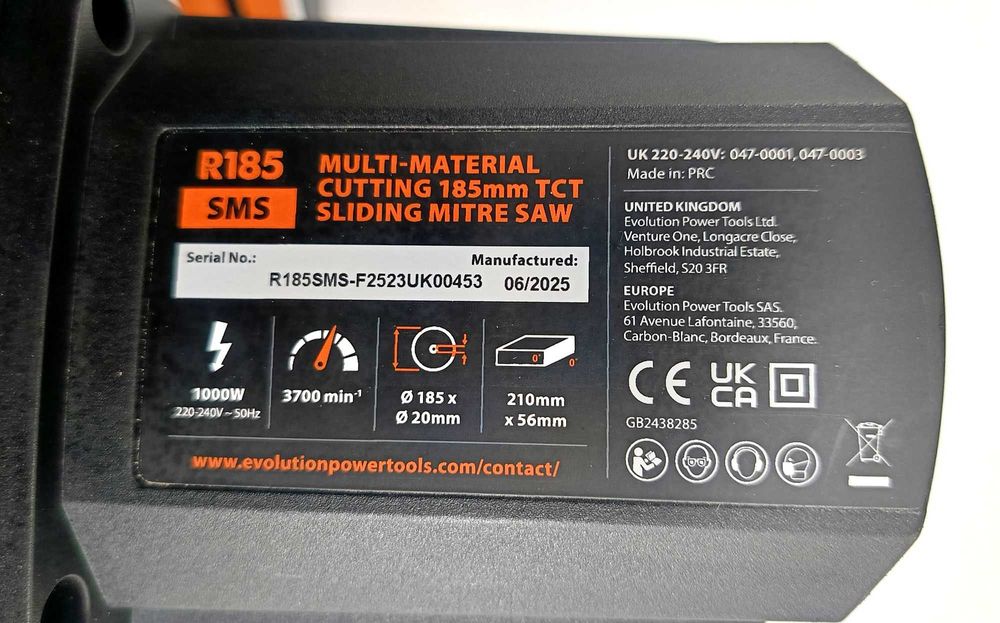 piła ukośnica z posuwem evolution r185sms 1000w 185mm