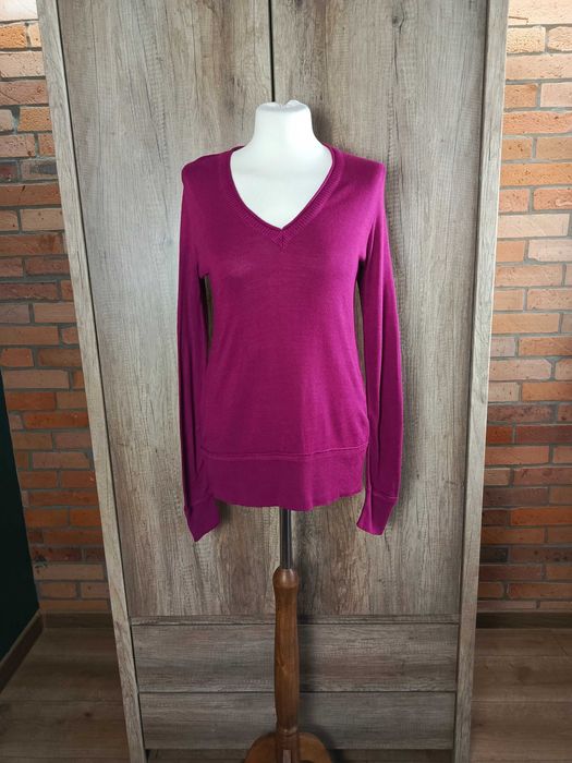 sweter cienki fuksja róż fiolet linen basic S 36
