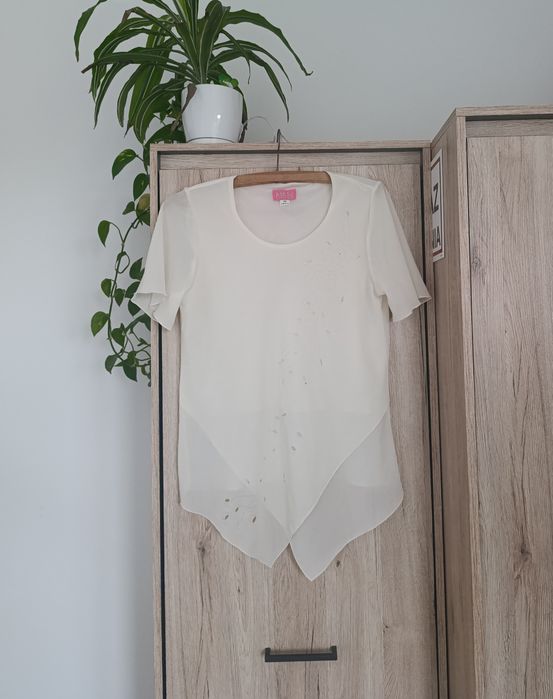 Koszula kremowa, koszulka, przewiewna, luźna, 44, XXL, M&Sz