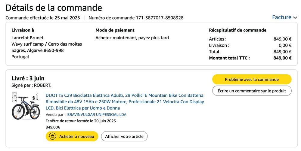 Nova a 3 meses Bicicleta Eléctrica DUOTTS C29 750W 15Ah 55Km/H Bateri