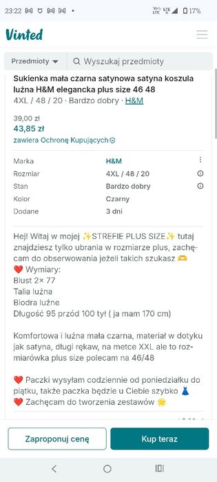 Sukienka satynowa koszulowa mała czarna luźna plus size rozmiar 48