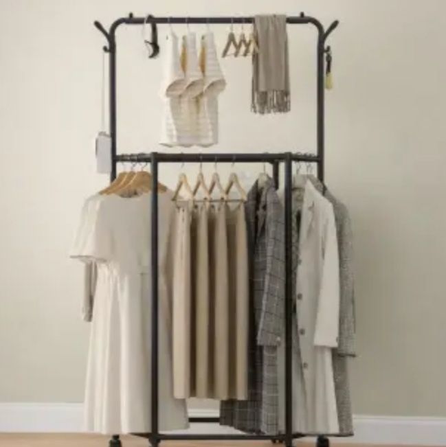 Вешалка на колесах передвижная двухуровневая