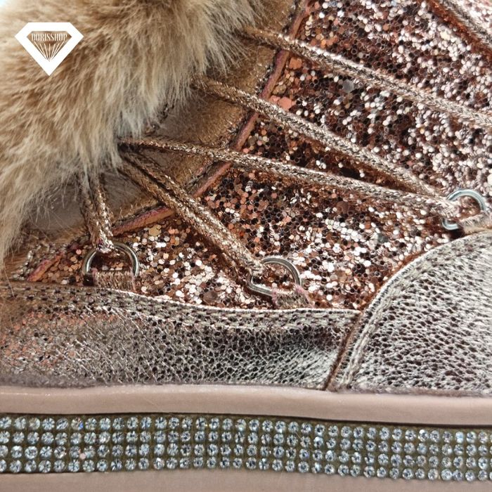 Botki dziewczęce 25 złote futerko 25-30