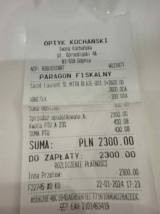 Okular przeciwsłoneczne damskie YSL
Yves Saint Laurent
Yves Saint Laur