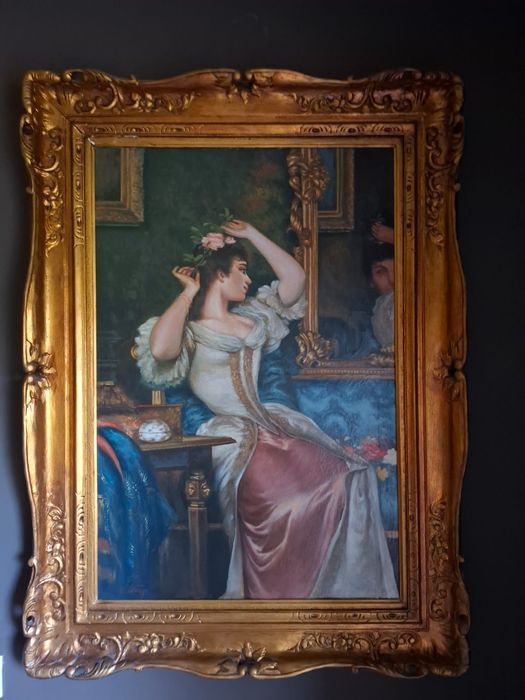 Obraz olejny na płótnie pt. "Przed lustrem"