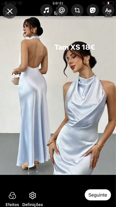 Vestido Cetim Azul