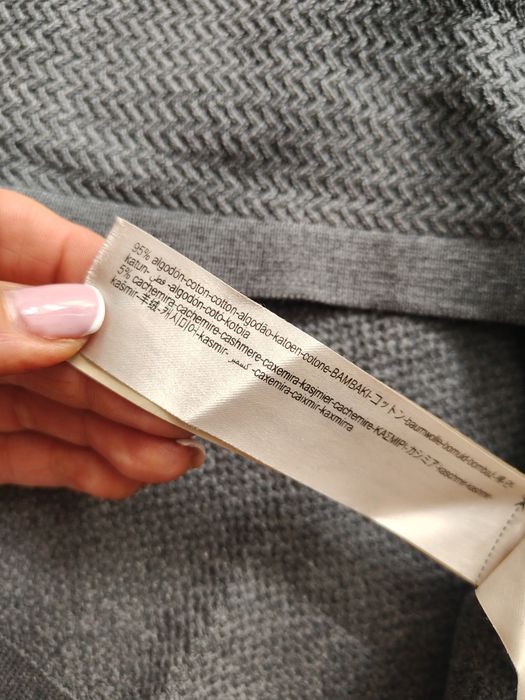 Sweter Massimo Dutti szary struktura S bawełna + kaszmir
