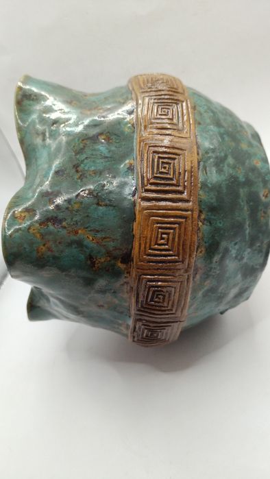 Ceramiczny wazon artystyczny szmaragdowy