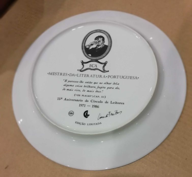 Lima de Freitas - Mestres da Literatura Portuguesa -4 pratos porcelana